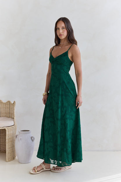 Sweetheart Emerald Textured Maxi Dress - Emerald