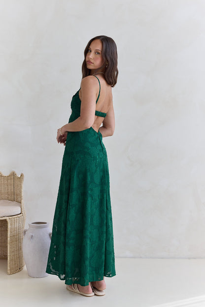 Sweetheart Emerald Textured Maxi Dress - Emerald