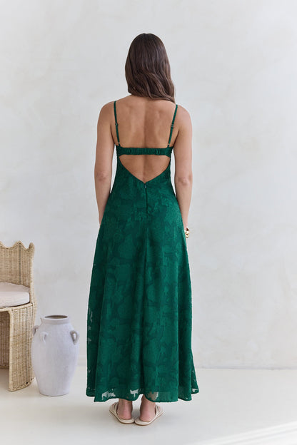 Sweetheart Emerald Textured Maxi Dress - Green