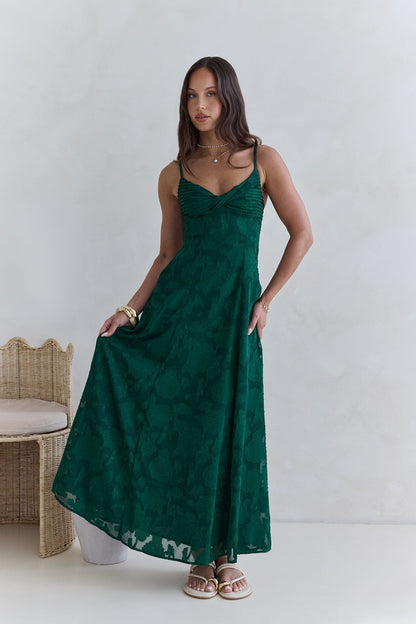 Sweetheart Emerald Textured Maxi Dress - Green