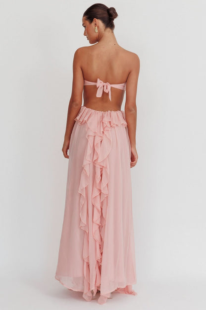 Sweetheart Ruched Chiffon Cute Maxi Dress