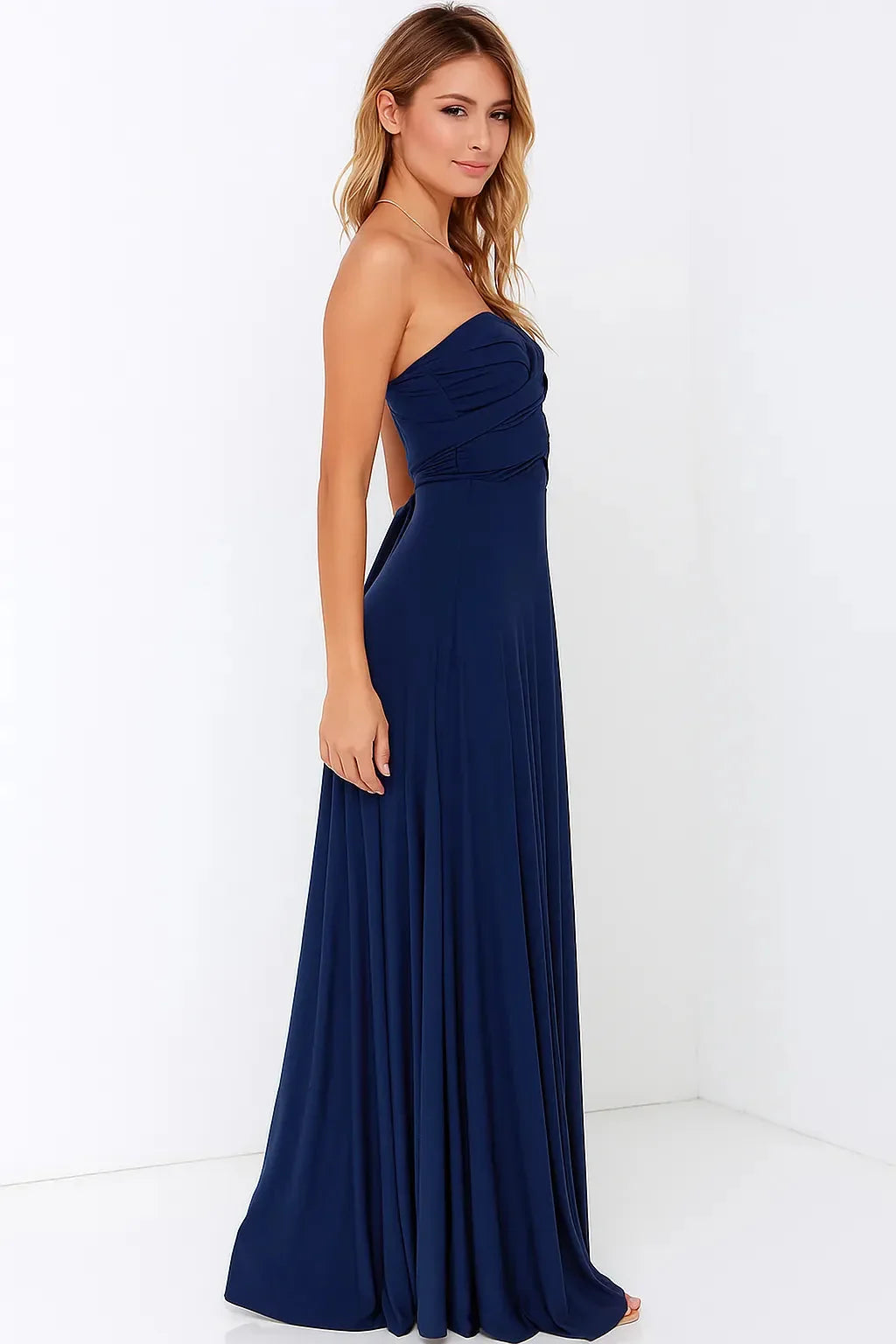 Plunge V Neck Mocha Wrap Gown