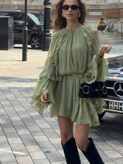 Tiered Chiffon Mini Dress