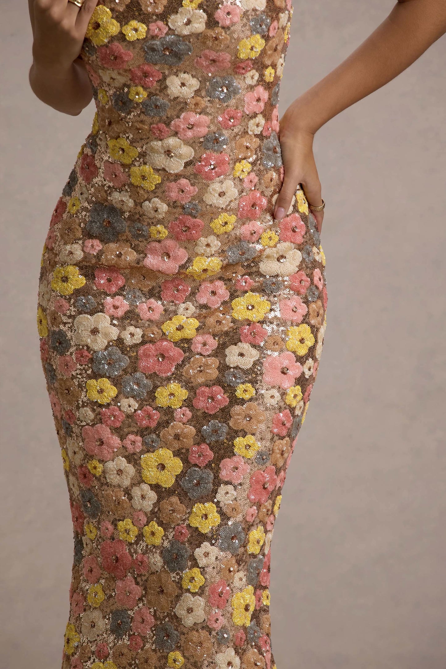 Women's Wedding Guest Floral Sequin Maxi Dress - product image 5