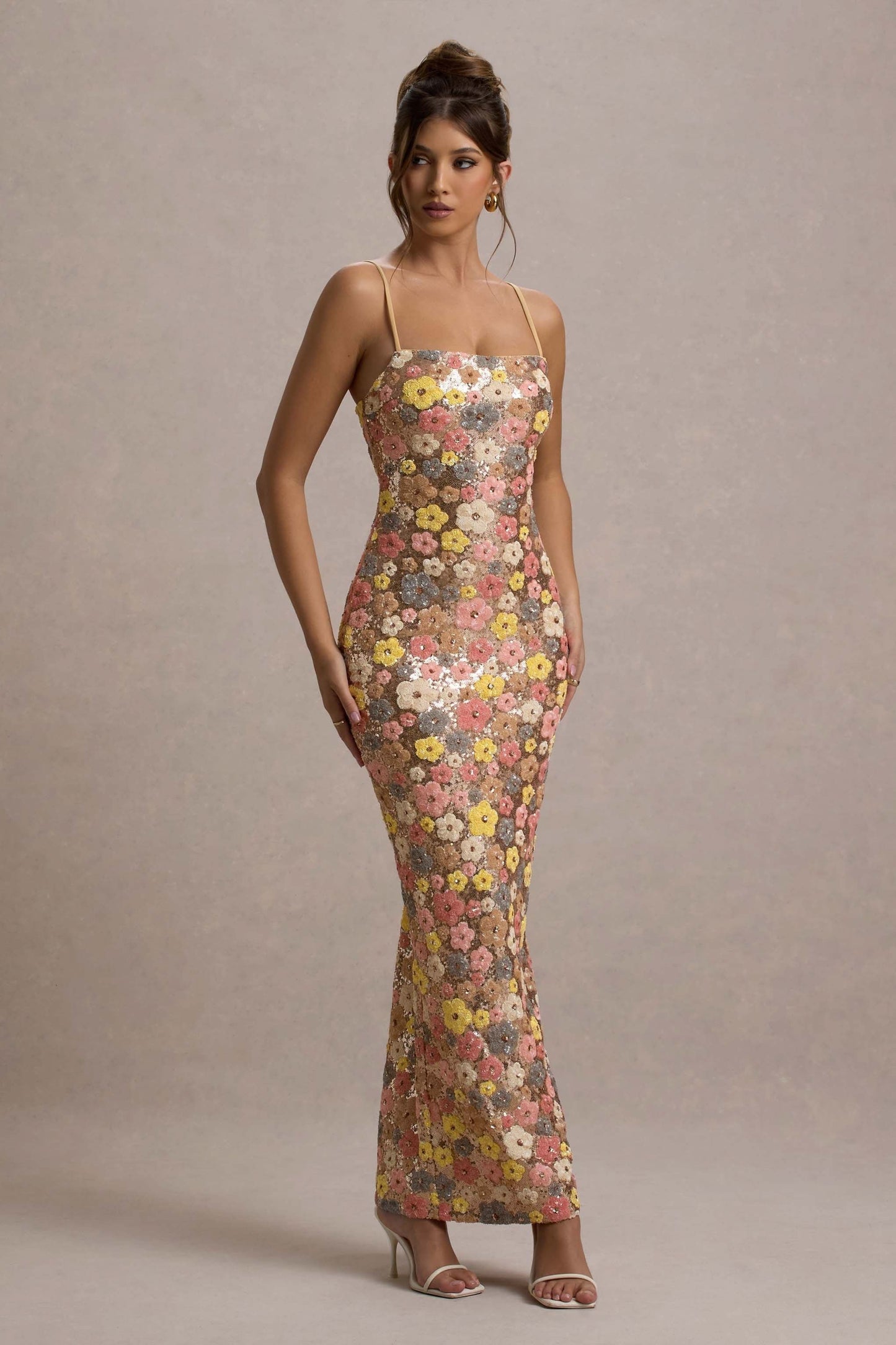 Women's Wedding Guest Floral Sequin Maxi Dress - product image 1
