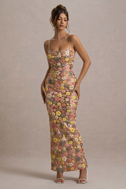 Women's Wedding Guest Floral Sequin Maxi Dress - product image 2