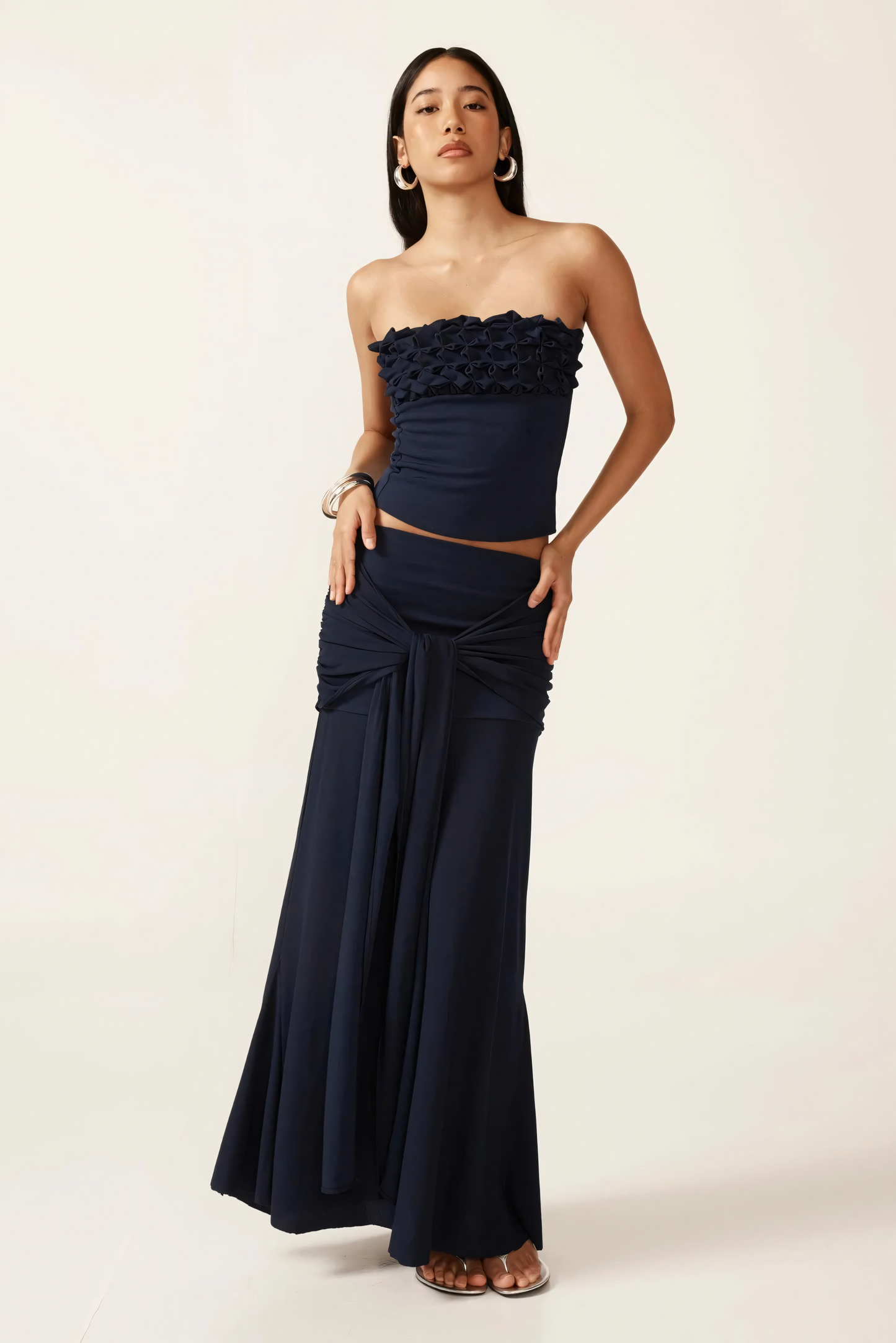 Women's Wedding Guest Strapless Maxi Skirt Set