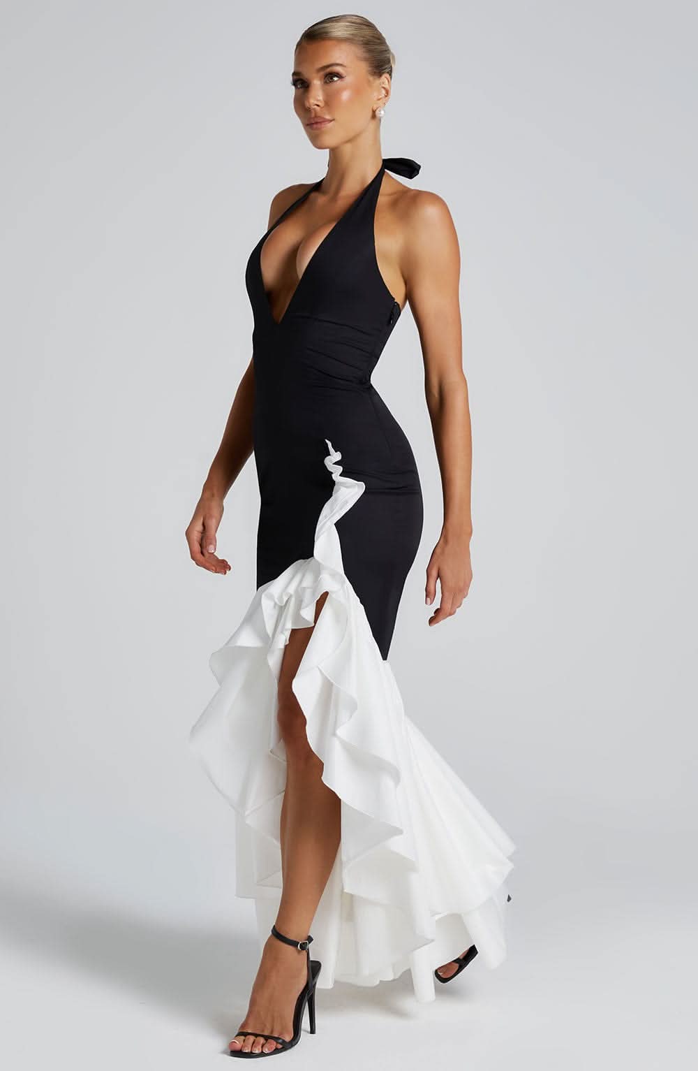 Women's Wedding Guest Halter Maxi Dress With Ruffle Hem - product image 6