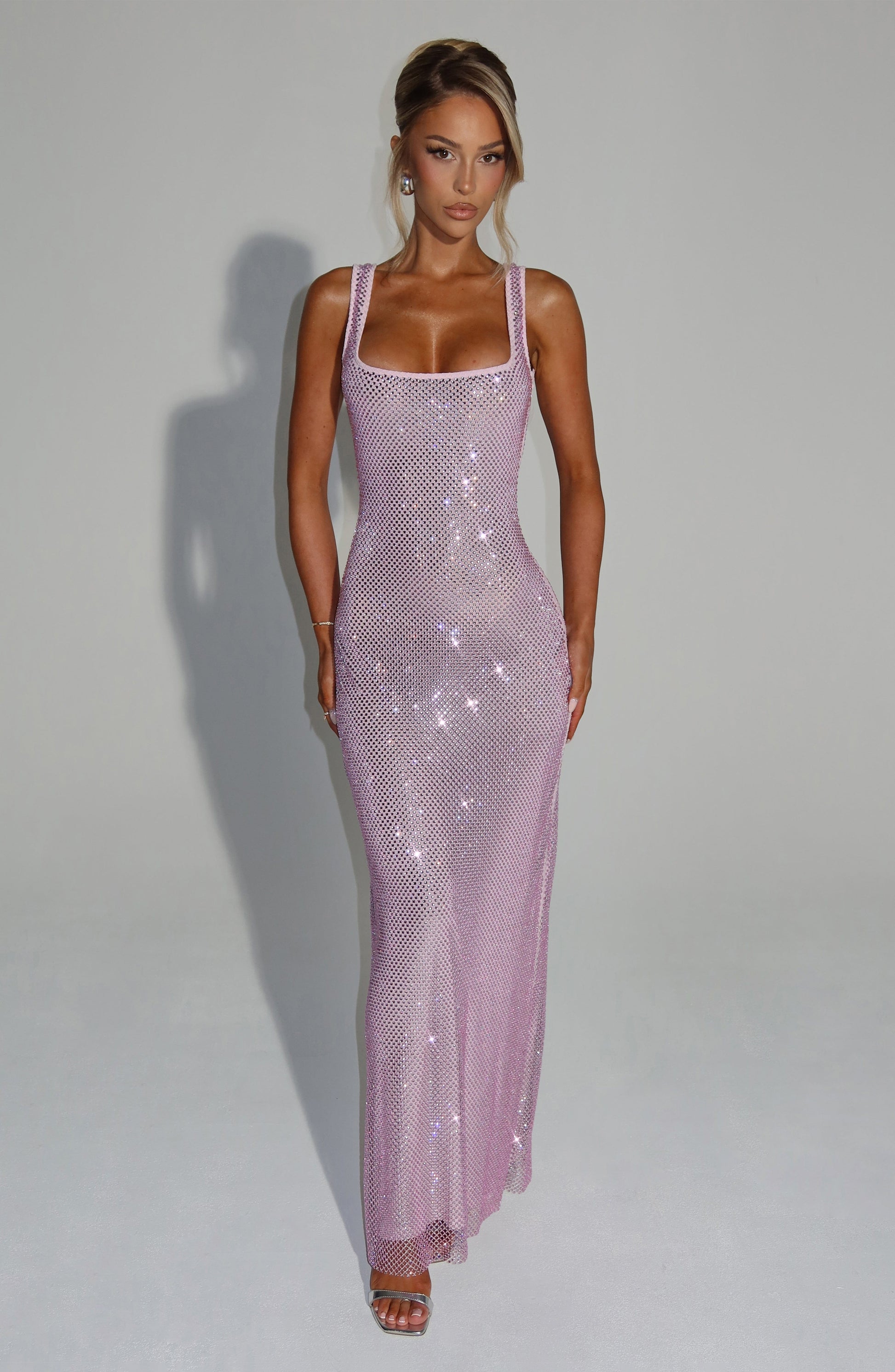Wedding Guest Maxi Dress - Pink, front