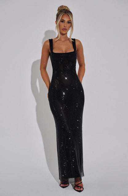 Wedding Guest Maxi Dress - Black, front