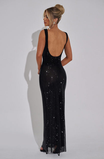 Wedding Guest Maxi Dress - Black, back