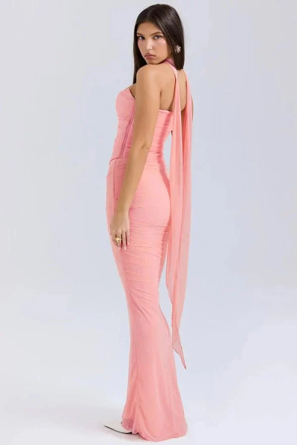 Women's Cocktail Strapless Mesh Back Tie Maxi Dress - product image 20