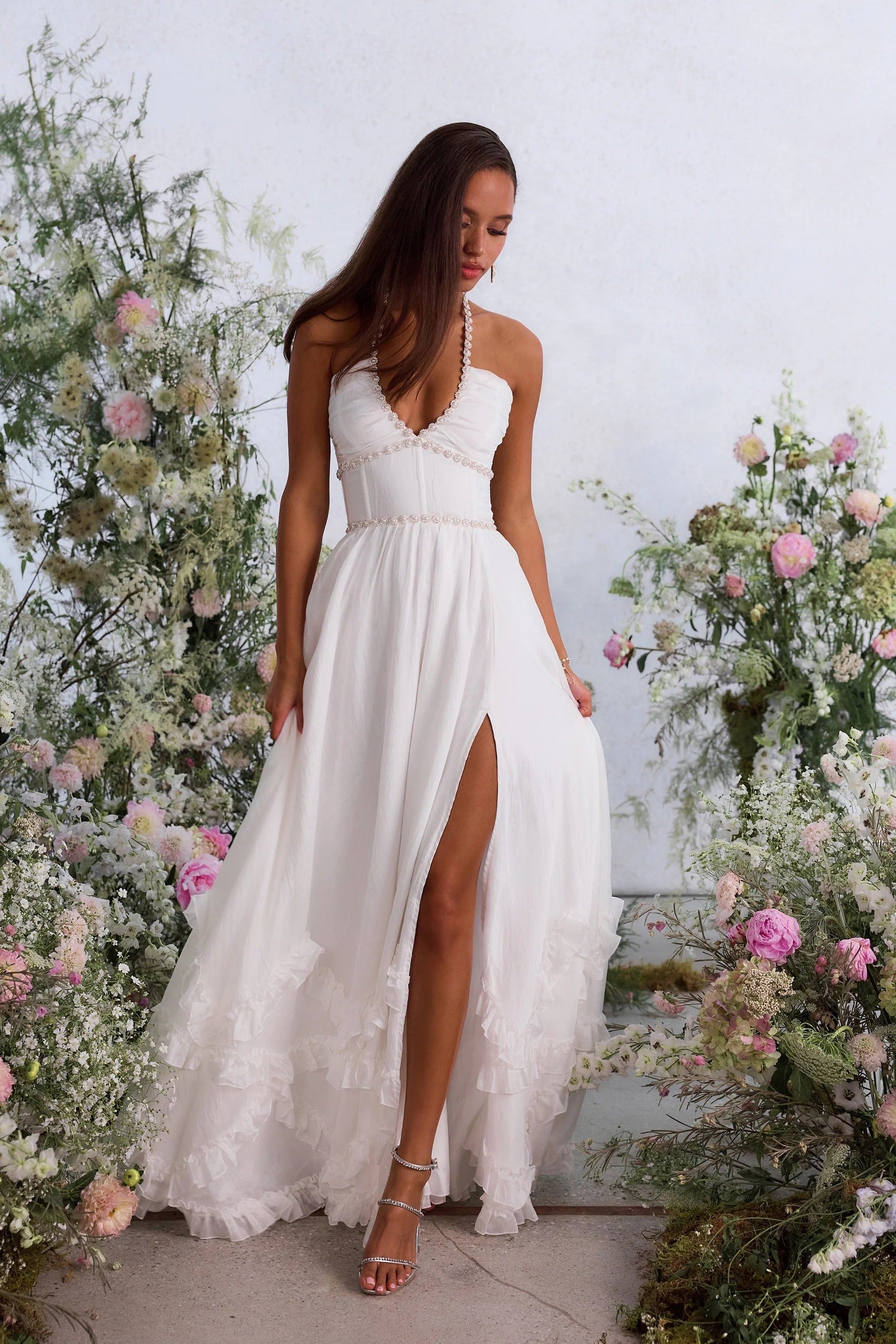 Women's Wedding Guest Floral Halter Maxi Dress - product image 10