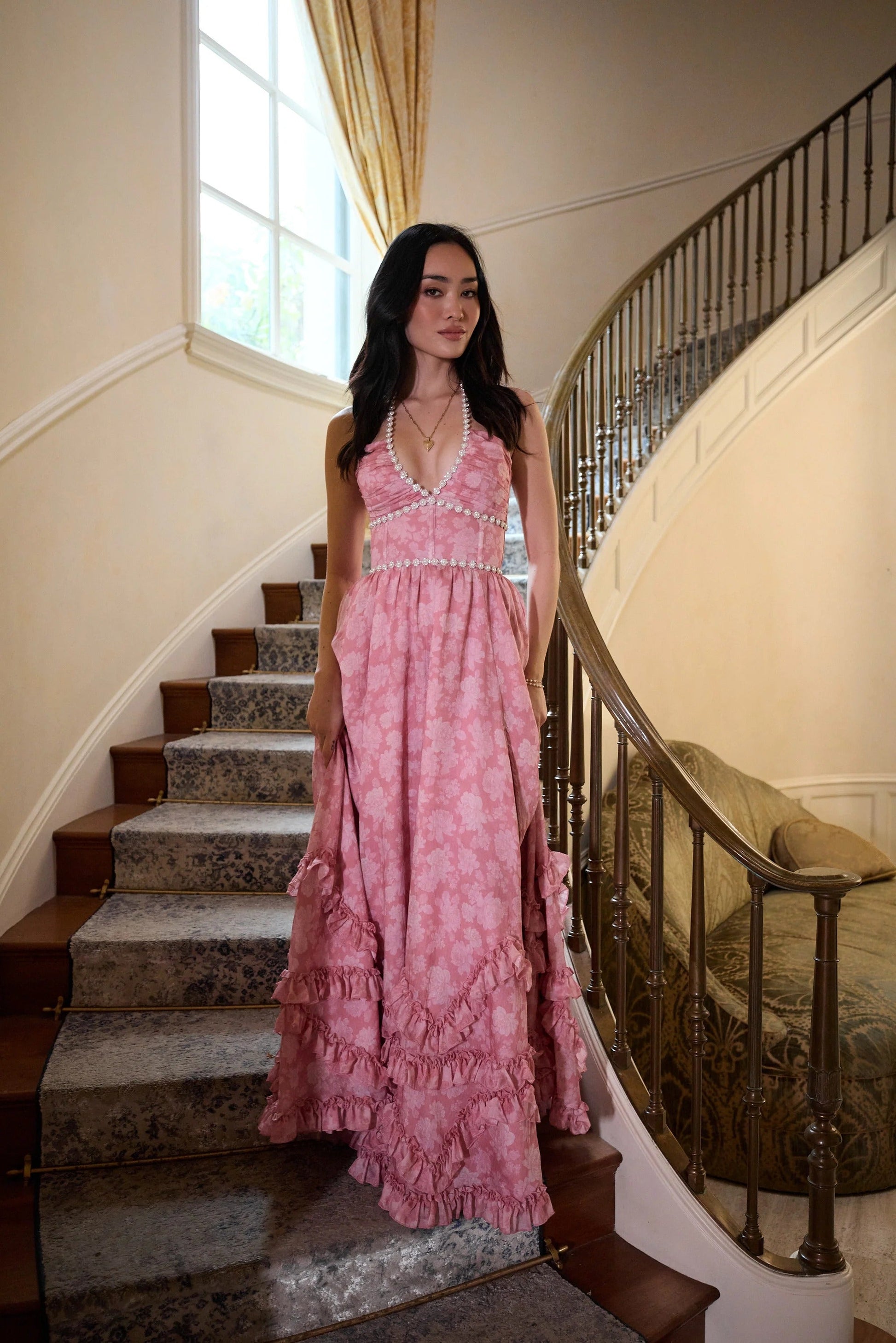 Women's Wedding Guest Floral Halter Maxi Dress - product image 29