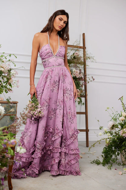 Women's Wedding Guest Floral Halter Maxi Dress - product image 48