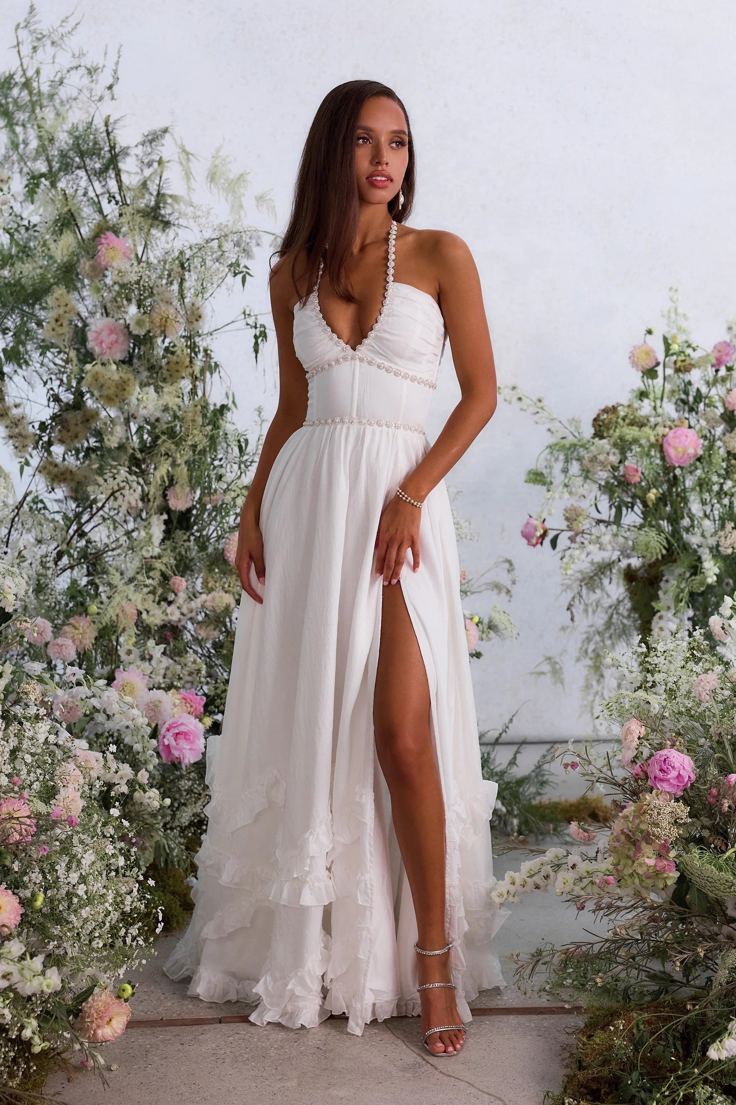Women's Wedding Guest Floral Halter Maxi Dress - product image 7