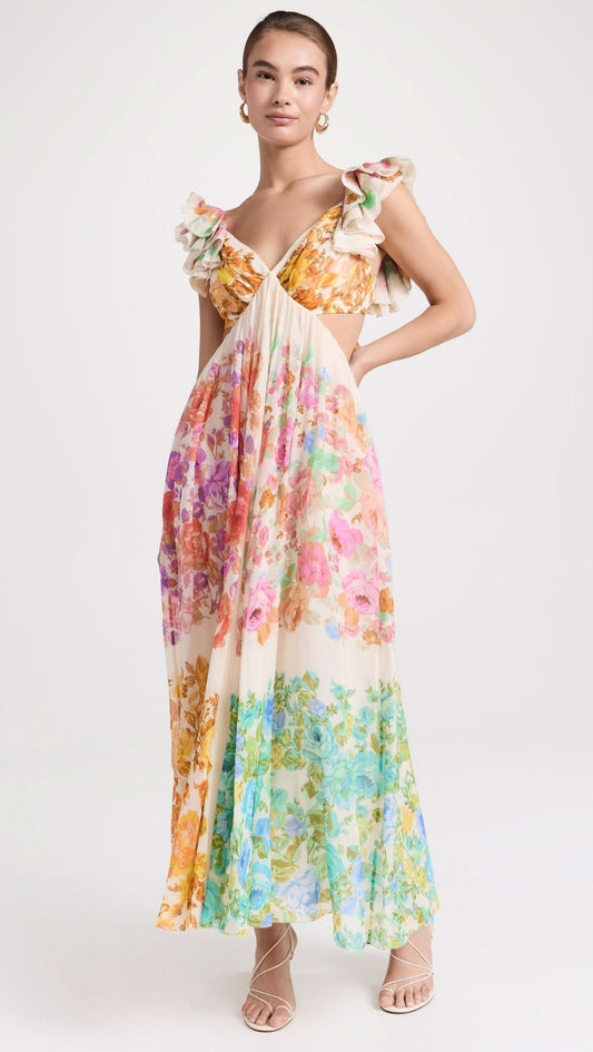 Women's Wedding Guest Floral V Neck Maxi Dress - product image 1